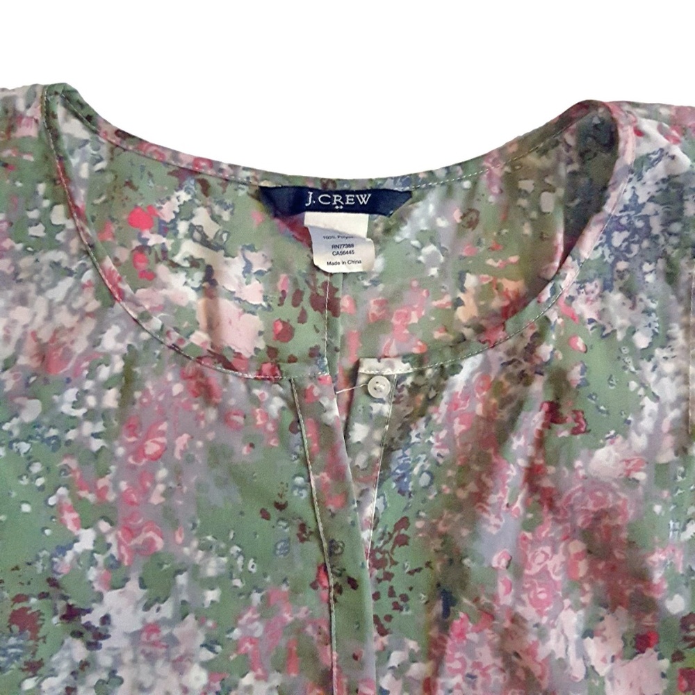 J. Crew Womens Floral Crepe De Chine Top Blouse L - Picture 7 of 8